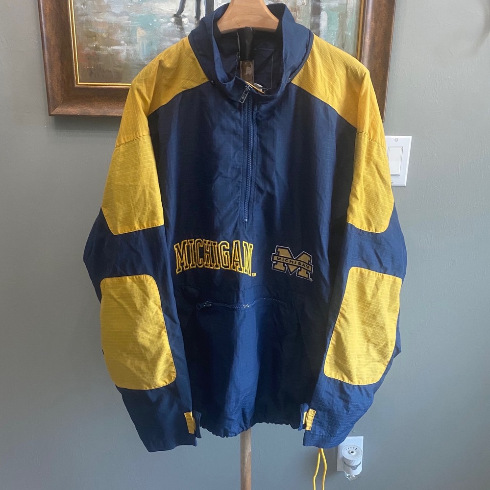 Vintage Michigan Wolverines Windbreaker Pullover Navy Yellow XXL 081020